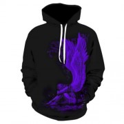 PLUS SIZE BROKEN ANGEL PRINT COOL HOODIE (BLUE VIOLET)