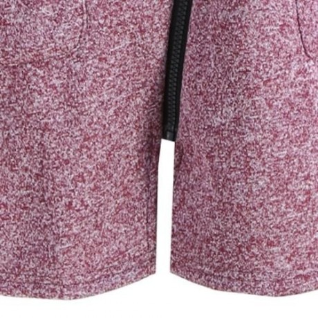 PLUS SIZE FLEECE OBLIQUE ZIPPER TURN DOWN HOODIE (PURPLISH RED)