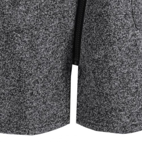 PLUS SIZE FLEECE OBLIQUE ZIPPER TURN DOWN HOODIE (GREY AND DARK GREY)