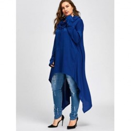 PLUS SIZE CONVERTIBLE NECK LONG HIGH LOW TOP (BLUE)