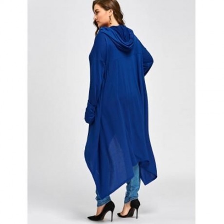 PLUS SIZE CONVERTIBLE NECK LONG HIGH LOW TOP (BLUE)