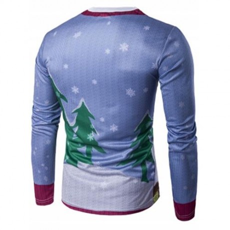 CREW NECK 3D FATHER CHRISTMAS AND ROOF PRINT T-SHIRT (COLORMIX)