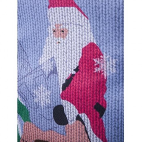 CREW NECK 3D FATHER CHRISTMAS AND ROOF PRINT T-SHIRT (COLORMIX)