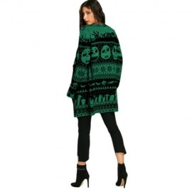 HALLOWEEN SKULL KNITTING TUNIC CARDIGAN (GREEN)