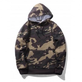 HOODED CAMOUFLAGE FLEECE POCKET HOODIE (KHAKI)