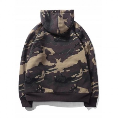 HOODED CAMOUFLAGE FLEECE POCKET HOODIE (KHAKI)
