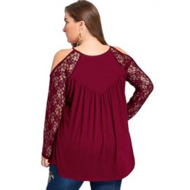 PLUS SIZE LACE TRIM COLD SHOULDER TOP (RED)