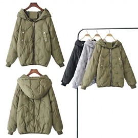 TRENDY HOODED LONG SLEEVE ZIPPER WOMEN COAT (BLACK)