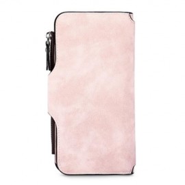 BAELLERRY WOMEN LONG WALLET PU LEATHER CLUTCH CARD HOLDER (LIGHT PINK)
