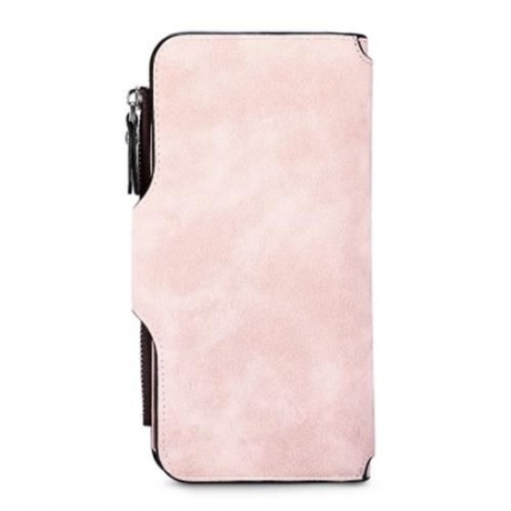 BAELLERRY WOMEN LONG WALLET PU LEATHER CLUTCH CARD HOLDER (LIGHT PINK)