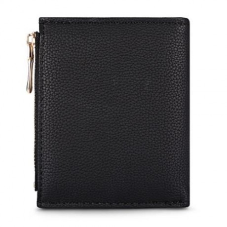 GUAPABIEN WOMEN ZIPPER PU LEATHER PURSE WALLET CARD HOLDER (BLACK)