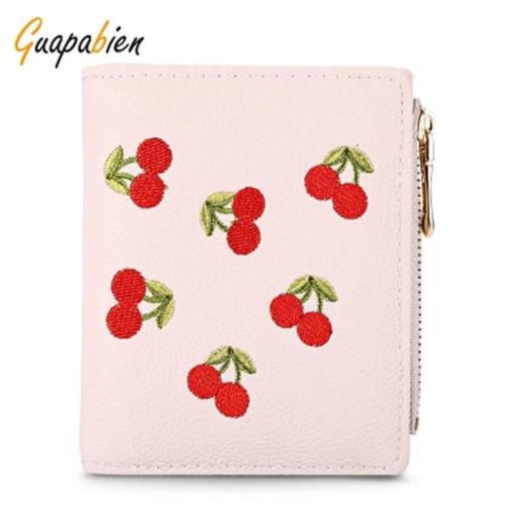 GUAPABIEN WOMEN ZIPPER PU LEATHER PURSE WALLET CARD HOLDER (LIGHT PINK)