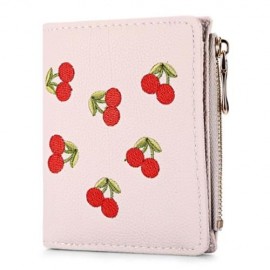 GUAPABIEN WOMEN ZIPPER PU LEATHER PURSE WALLET CARD HOLDER (LIGHT PINK)