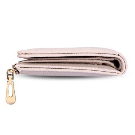 GUAPABIEN WOMEN ZIPPER PU LEATHER PURSE WALLET CARD HOLDER (LIGHT PINK)