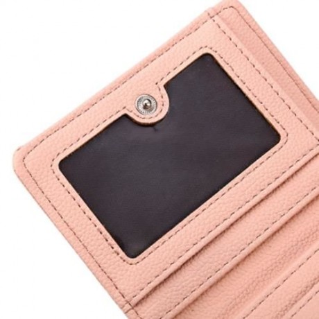 GUAPABIEN WOMEN ZIPPER PU LEATHER PURSE WALLET CARD HOLDER (DEEP PINK)