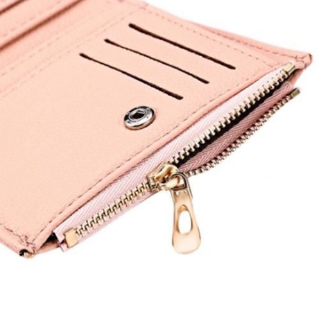 GUAPABIEN WOMEN ZIPPER PU LEATHER PURSE WALLET CARD HOLDER (DEEP PINK)