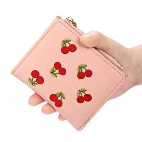 GUAPABIEN WOMEN ZIPPER PU LEATHER PURSE WALLET CARD HOLDER (DEEP PINK)