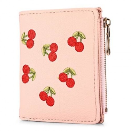 GUAPABIEN WOMEN ZIPPER PU LEATHER PURSE WALLET CARD HOLDER (DEEP PINK)