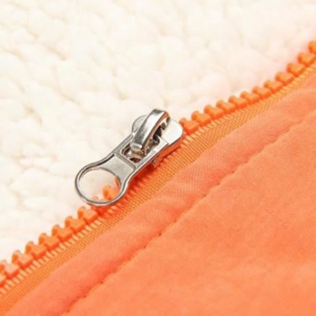 STYLISH HOODED LONG SLEEVE FLEECE PARKA WOMEN COAT (ORANGE)
