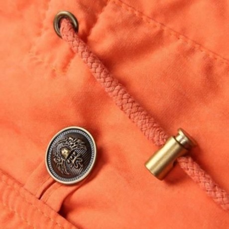 STYLISH HOODED LONG SLEEVE FLEECE PARKA WOMEN COAT (ORANGE)