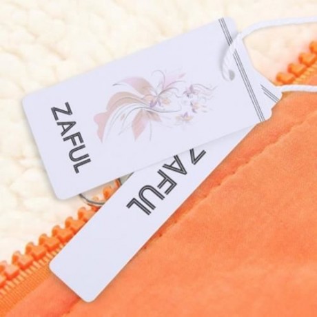 STYLISH HOODED LONG SLEEVE FLEECE PARKA WOMEN COAT (ORANGE)