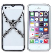 VICTORY 3D SKULL METAL BUMPER FRAME CASE WITH SAFEGUARD FILMS FOR APPLE IPHONE 5S 5 (TUNGS