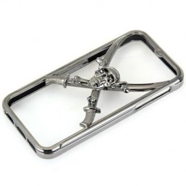 VICTORY 3D SKULL METAL BUMPER FRAME CASE WITH SAFEGUARD FILMS FOR APPLE IPHONE 5S 5 (TUNGS