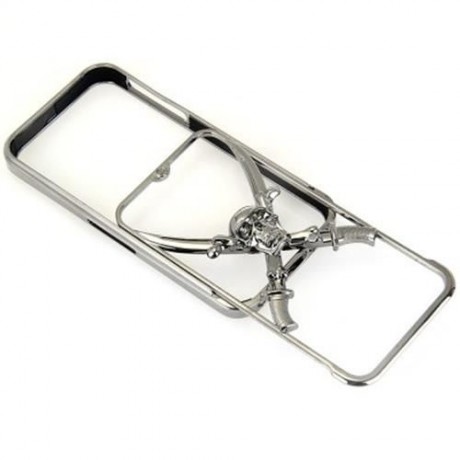 VICTORY 3D SKULL METAL BUMPER FRAME CASE WITH SAFEGUARD FILMS FOR APPLE IPHONE 5S 5 (TUNGS