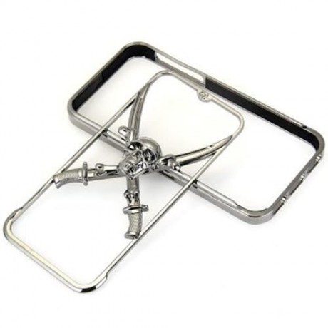 VICTORY 3D SKULL METAL BUMPER FRAME CASE WITH SAFEGUARD FILMS FOR APPLE IPHONE 5S 5 (TUNGS