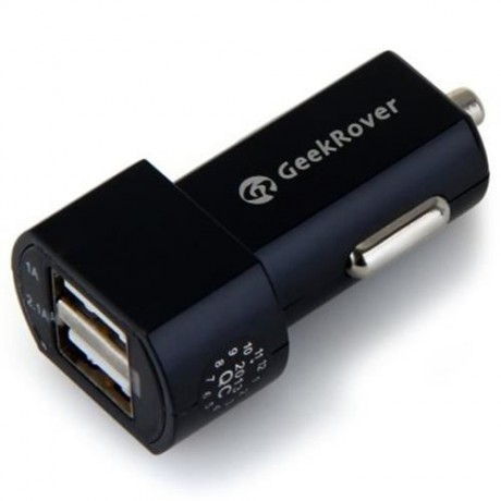GEEKROVER DUAL USB OUTPUT MINI CAR CHARGER ADAPTER FOR IPHONE IPAD IPOD SMARTPHONES TABLET