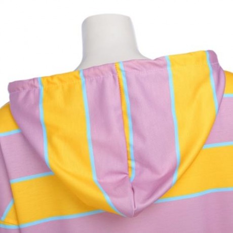TRENDY HOODED LONG SLEEVE STRIPED WOMEN SHORT HOODIE (YELLOW)