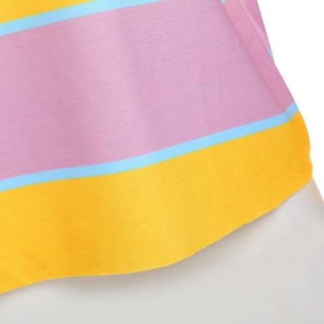 TRENDY HOODED LONG SLEEVE STRIPED WOMEN SHORT HOODIE (YELLOW)