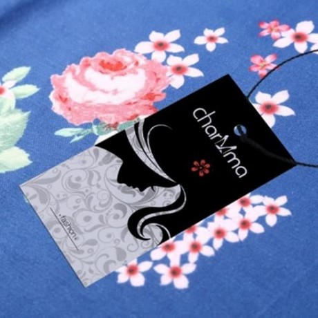 TRENDY ELASTIC WAIST FLORAL PRINT WOMEN PANTS (LIGHT BLUE)