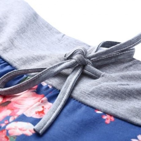 TRENDY ELASTIC WAIST FLORAL PRINT WOMEN PANTS (LIGHT BLUE)
