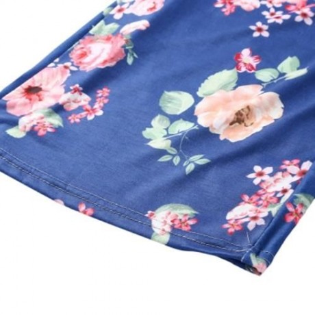 TRENDY ELASTIC WAIST FLORAL PRINT WOMEN PANTS (LIGHT BLUE)