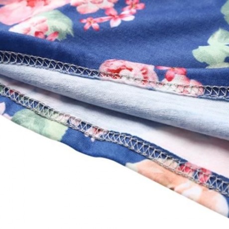 TRENDY ELASTIC WAIST FLORAL PRINT WOMEN PANTS (LIGHT BLUE)