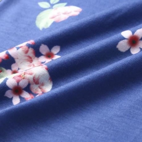 TRENDY ELASTIC WAIST FLORAL PRINT WOMEN PANTS (LIGHT BLUE)