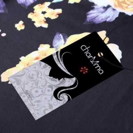 STYLISH MID WAIST FLORAL PRINT WIDE-LEG POCKET WOMEN PANTS (BLACK)