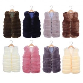 FASHION WOMEN WINTER THICK FAUX FUR SLEEVELESS LONG WAISTCOAT (LIGHT GRAY)