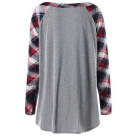 PLUS SIZE RAGLAN SLEEVE PLAID TOP (LIGHT GRAY)