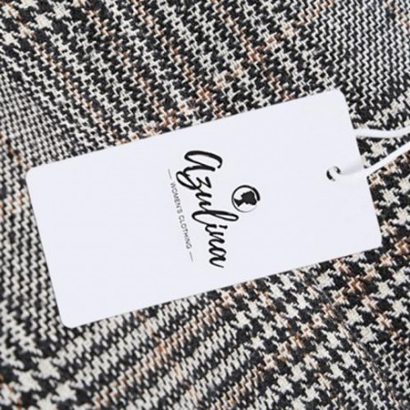 TRENDY LAPEL LONG SLEEVE HOUNDSTOOTH WOMEN OVERCOAT (GRAY)