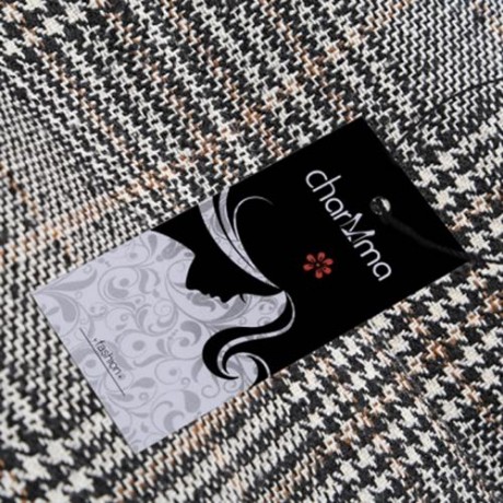 TRENDY LAPEL LONG SLEEVE HOUNDSTOOTH WOMEN OVERCOAT (GRAY)