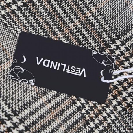 TRENDY LAPEL LONG SLEEVE HOUNDSTOOTH WOMEN OVERCOAT (GRAY)