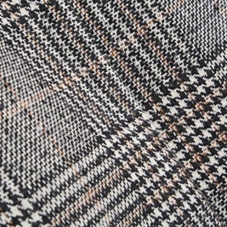 TRENDY LAPEL LONG SLEEVE HOUNDSTOOTH WOMEN OVERCOAT (GRAY)