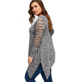 PLUS SIZE MARLED RIPPED SLEEVE HANDKERCHIEF TOP (HEATHER GRAY)