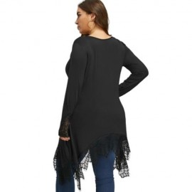 PLUS SIZE LACE TRIM TUNIC SHARKBITE T-SHIRT (BLACK)