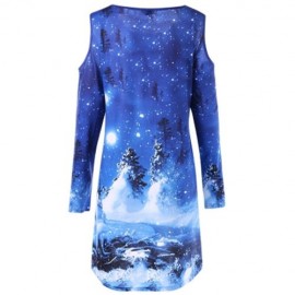 CHRISTMAS PLUS SIZE COLD SHOULDER DIP HEM TOP (BLUE)