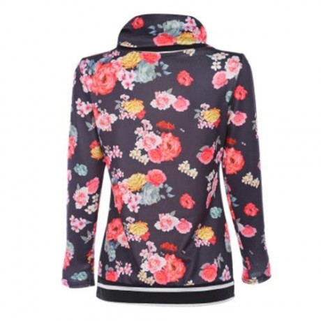 STYLISH HOODED LONG SLEEVE STRIPED PRINT WOMEN HOODIE (FLORAL)