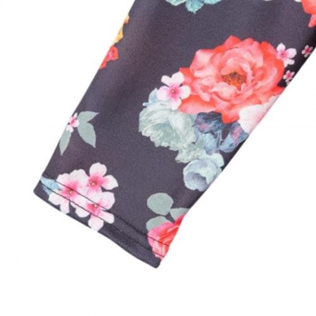 STYLISH HOODED LONG SLEEVE STRIPED PRINT WOMEN HOODIE (FLORAL)