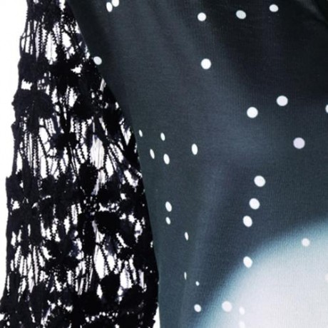 CHRISTMAS PLUS SIZE LACE YOKE TUNIC TOP (BLACK)